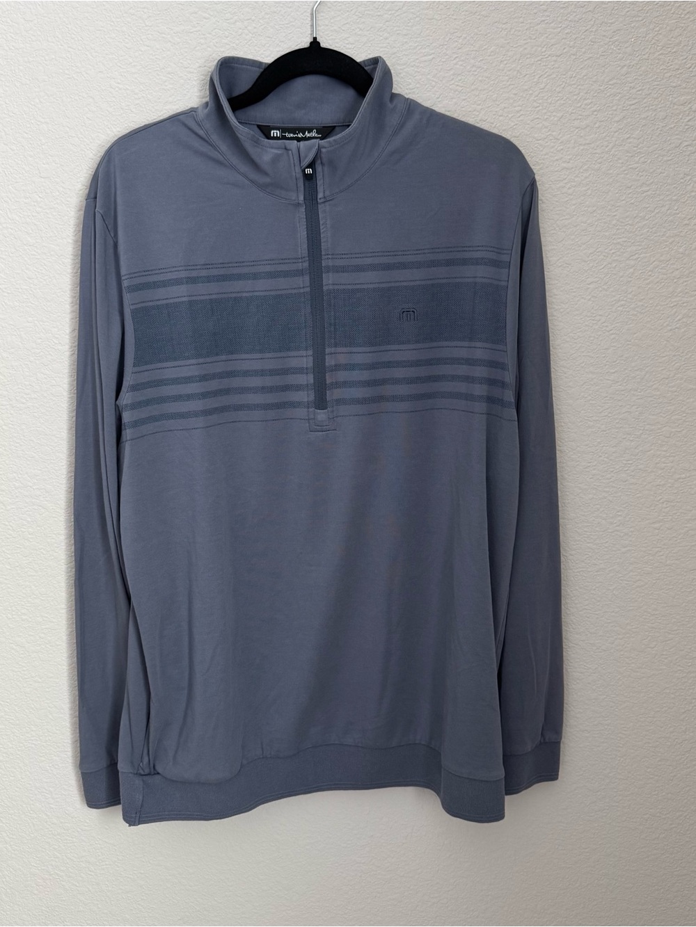 Travis Mathew Men's Slate Grey Quarter-Zip Pullover, size large